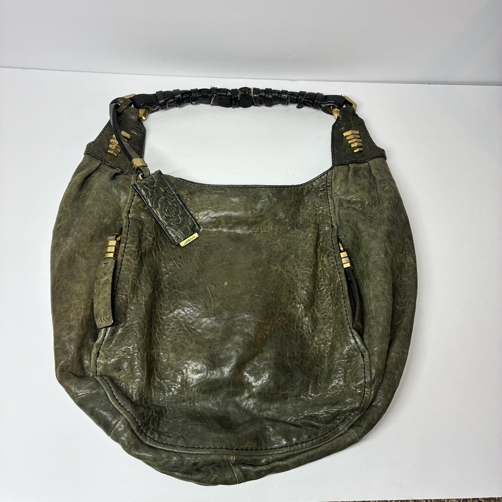 OrYANY Hobo Bag Womens Large Green Leather Studded Shoulder Outer Pockets Boho